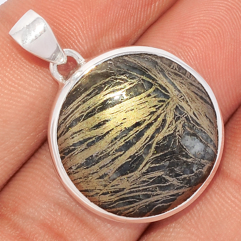 1.3" Feather Pyrite Pendants - FPTP79