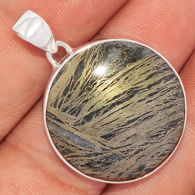 1.5" Feather Pyrite Pendants - FPTP83