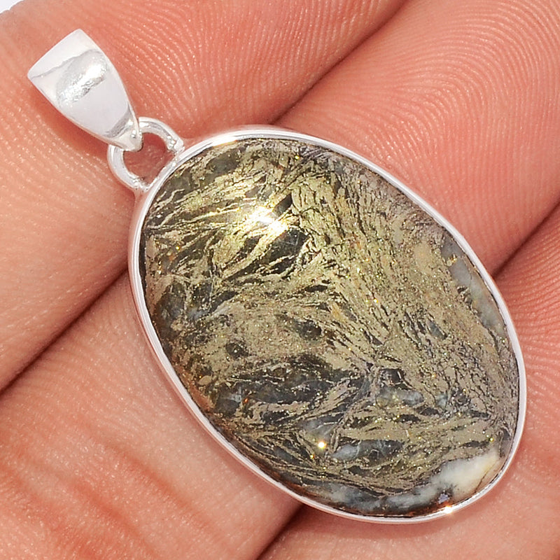 1.5" Feather Pyrite Pendants - FPTP84