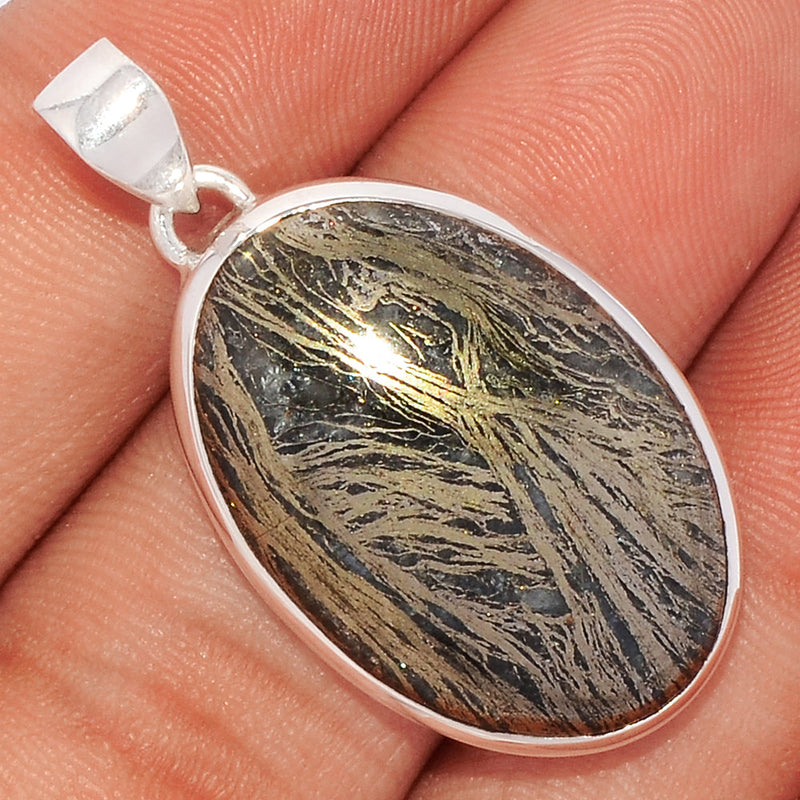 1.5" Feather Pyrite Pendants - FPTP85