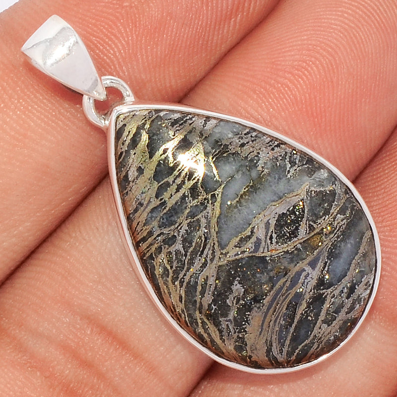 1.5" Feather Pyrite Pendants - FPTP86