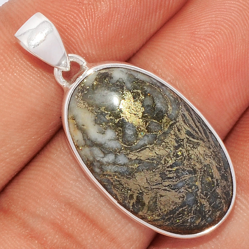 1.5" Feather Pyrite Pendants - FPTP87