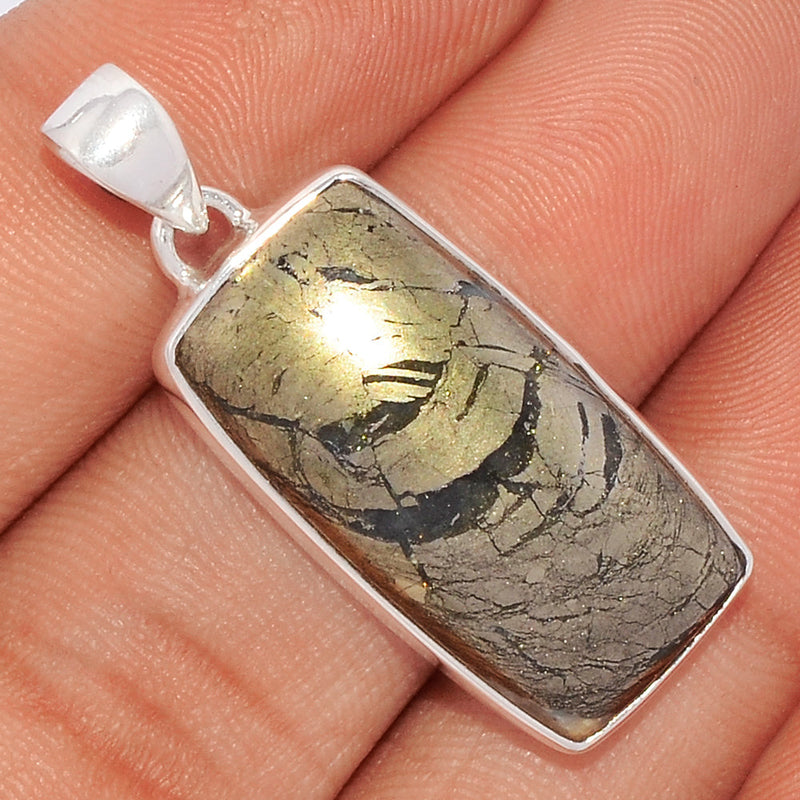 1.5" Feather Pyrite Pendants - FPTP89