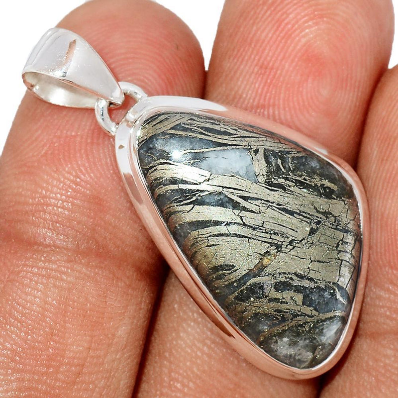 1.5" Feather Pyrite Pendants - FPTP8