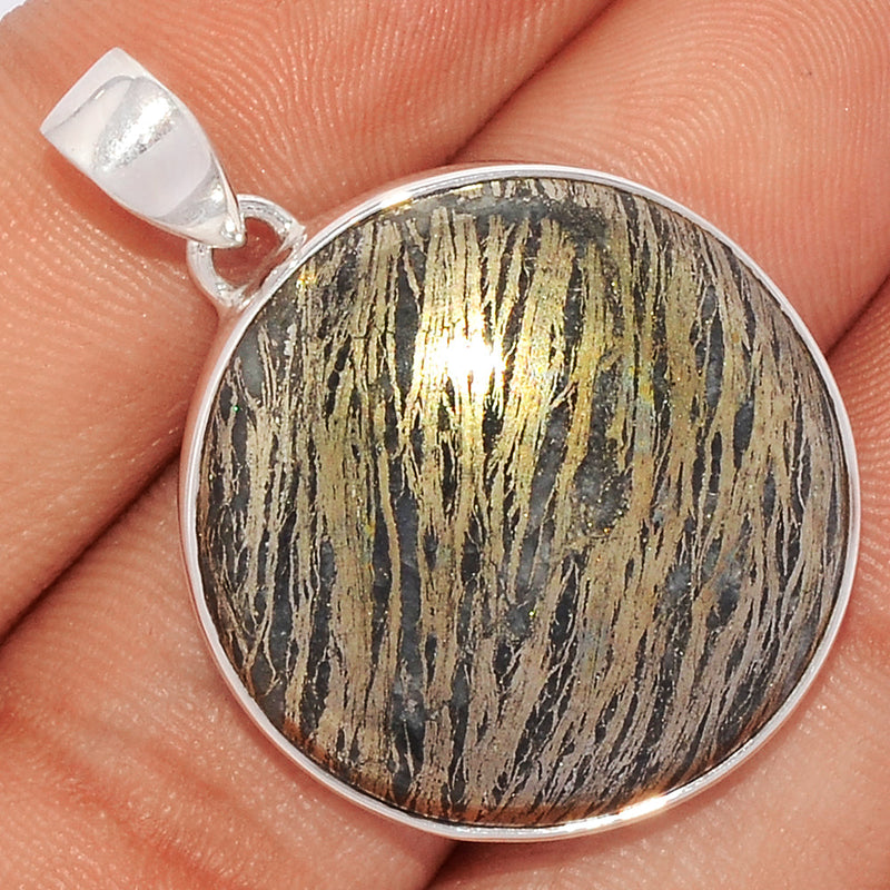 1.5" Feather Pyrite Pendants - FPTP90