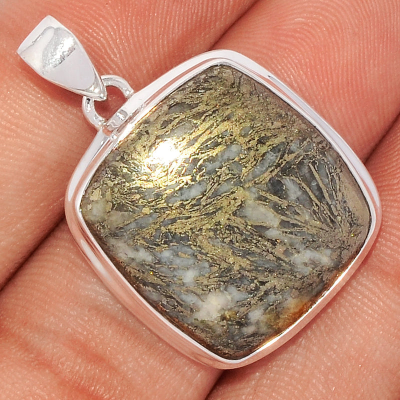 1.3" Feather Pyrite Pendants - FPTP93