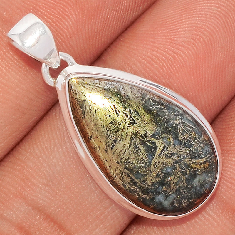 1.3" Feather Pyrite Pendants - FPTP96