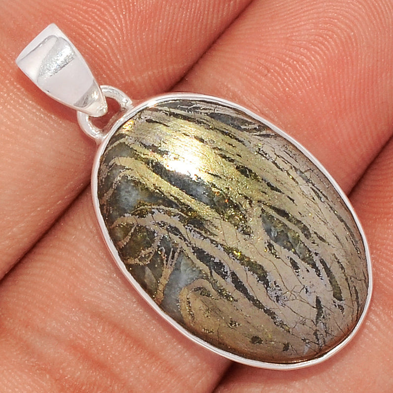 1.5" Feather Pyrite Pendants - FPTP98