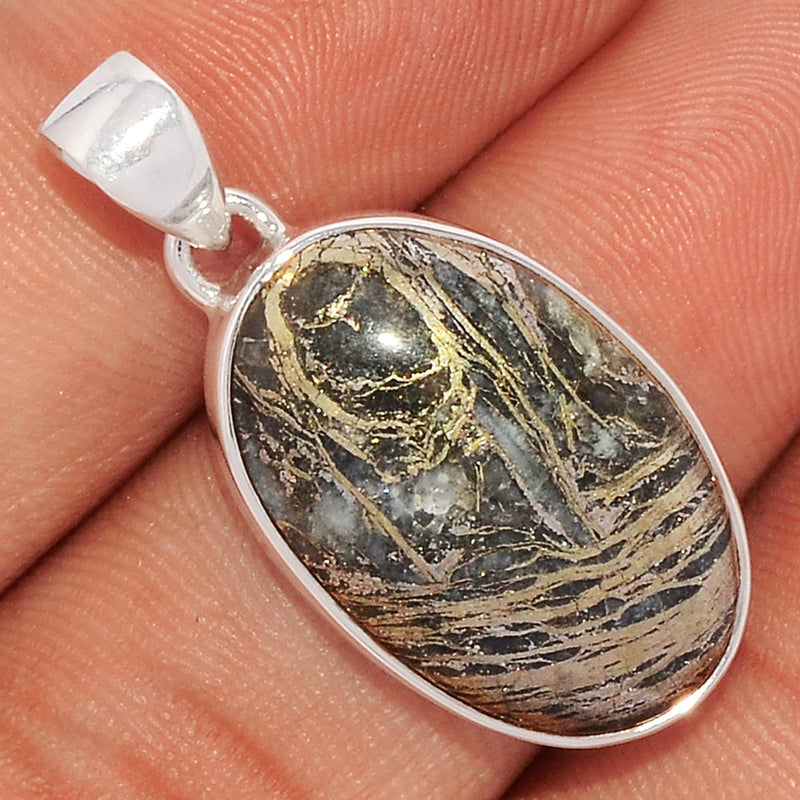 1.3" Feather Pyrite Pendants - FPTP99