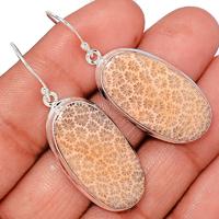 Indonesian Fossil Coral Earring-FSCE125