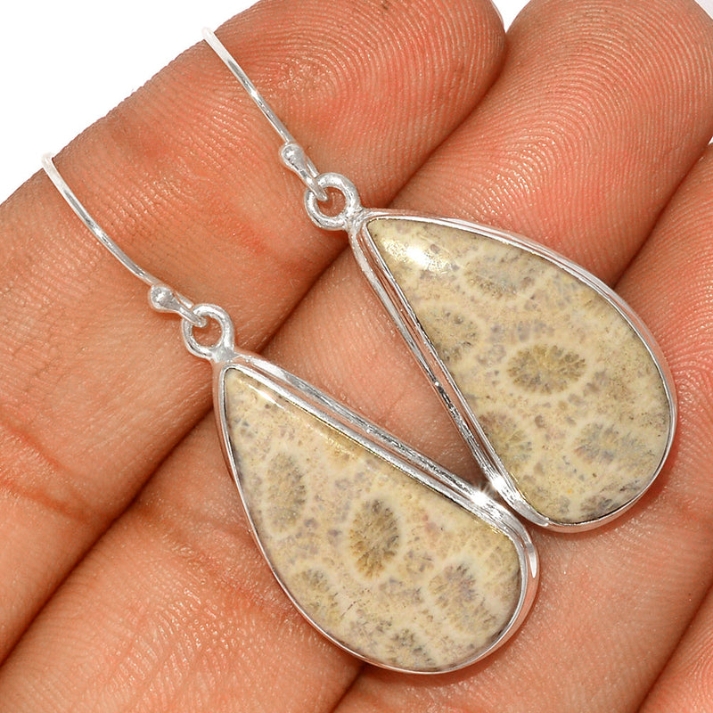 1.8" Indonesian Fossil Coral Earrings - FSCE218