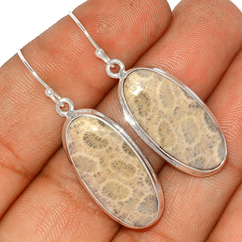 1.7" Indonesian Fossil Coral Earrings - FSCE219