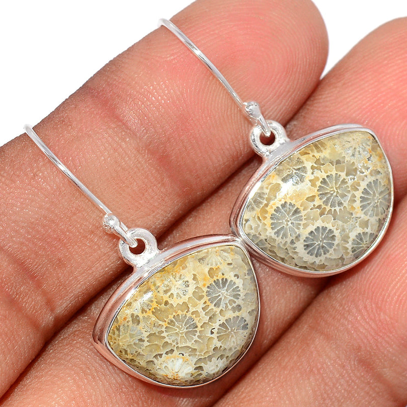 1.2" Indonesian Fossil Coral Earrings - FSCE234