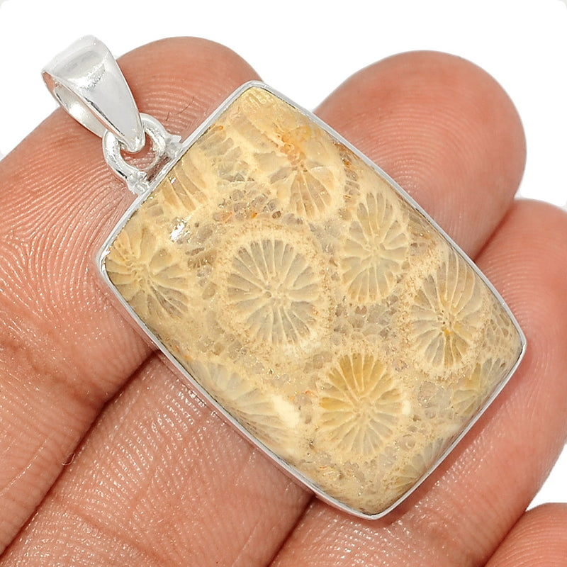 1.6" Indonesian Fossil Coral Pendants - FSCP379