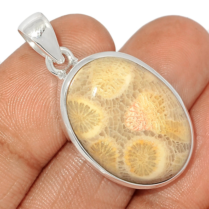 1.5" Indonesian Fossil Coral Pendants - FSCP387