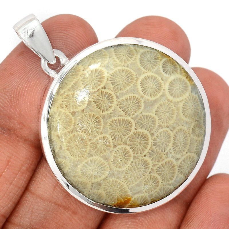 1.8" Indonesian Fossil Coral Pendants - FSCP391