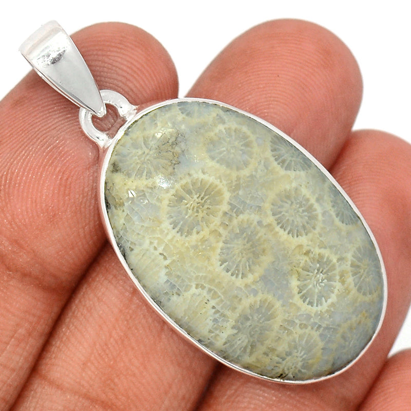 1.8" Indonesian Fossil Coral Pendants - FSCP394