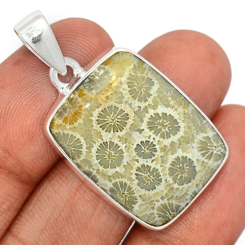 1.5" Indonesian Fossil Coral Pendants - FSCP398