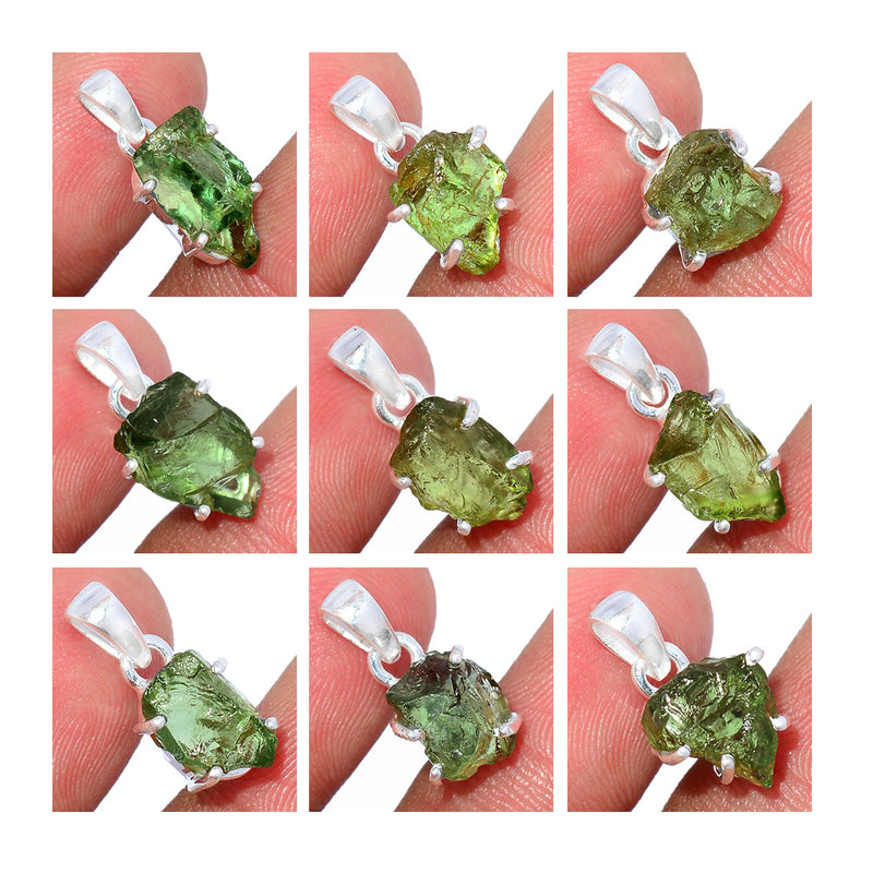 10 Pieces Mix Lot - Claw Setting - Green Apatite Rough  Pendants - GGATP1