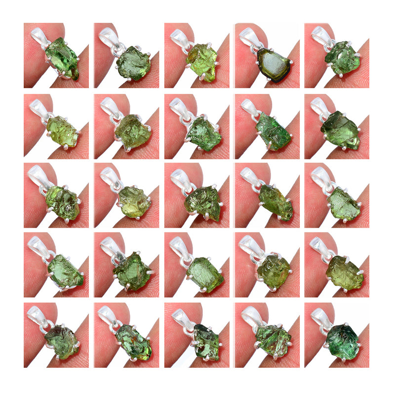 25 Pieces Mix Lot - Claw Setting - Green Apatite Rough  Pendants - GGATP2
