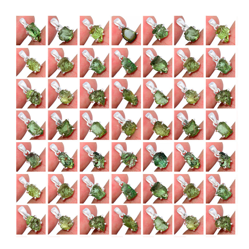 50 Pieces Mix Lot - Claw Setting - Green Apatite Rough  Pendants - GGATP3