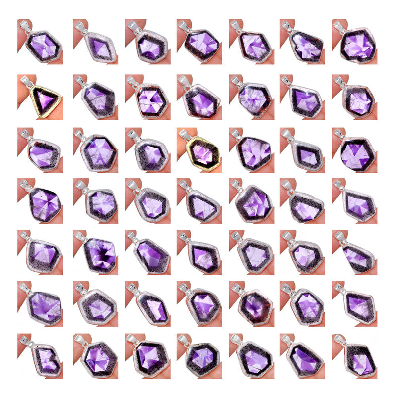 500 Grams Mix Lot - Atomic Trapiche Amethyst Slice Pendants - GALCP2