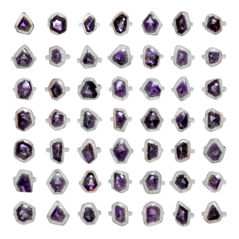 500 Grams Mix Lot - Atomic Trapiche Amethyst Slice Ring - GALCR2