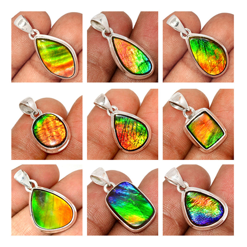 9 Pieces Mix Lot - Ammolite Pendants - GAMLP1