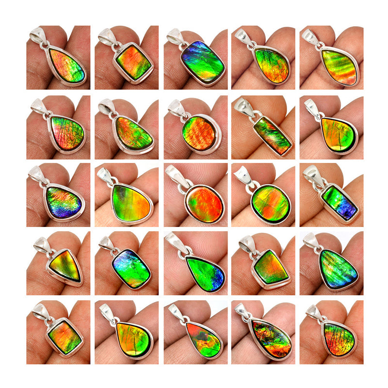 25 Pieces Mix Lot - Ammolite Pendants - GAMLP2