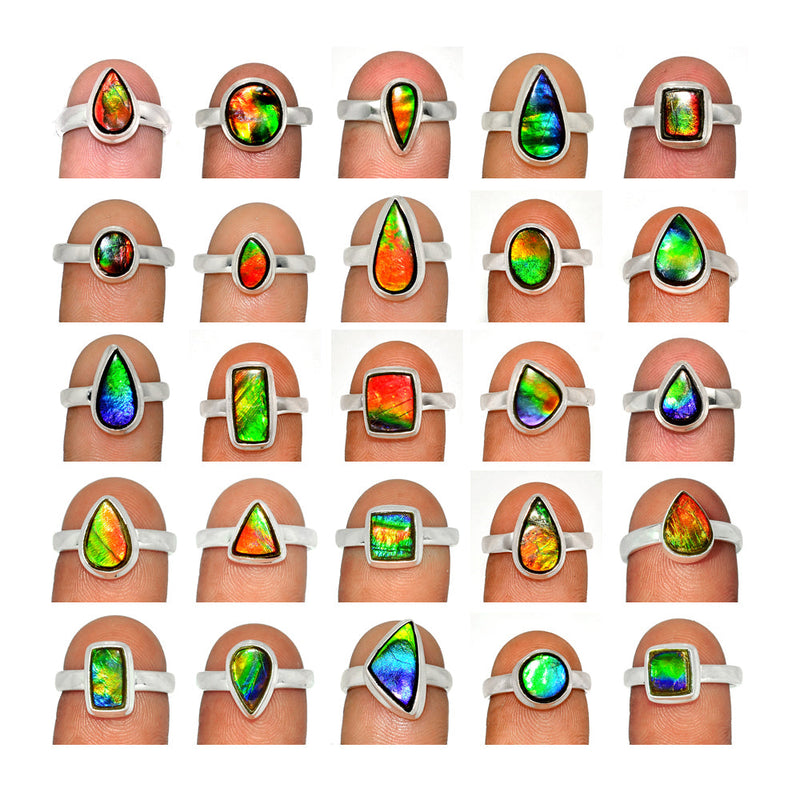 25 Pieces Mix Lot - Ammolite Ring - GAMLR2