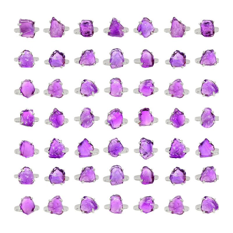 500 Grams Mix Lot - Claw Setting - Amethyst Rough Ring - GAMRR5