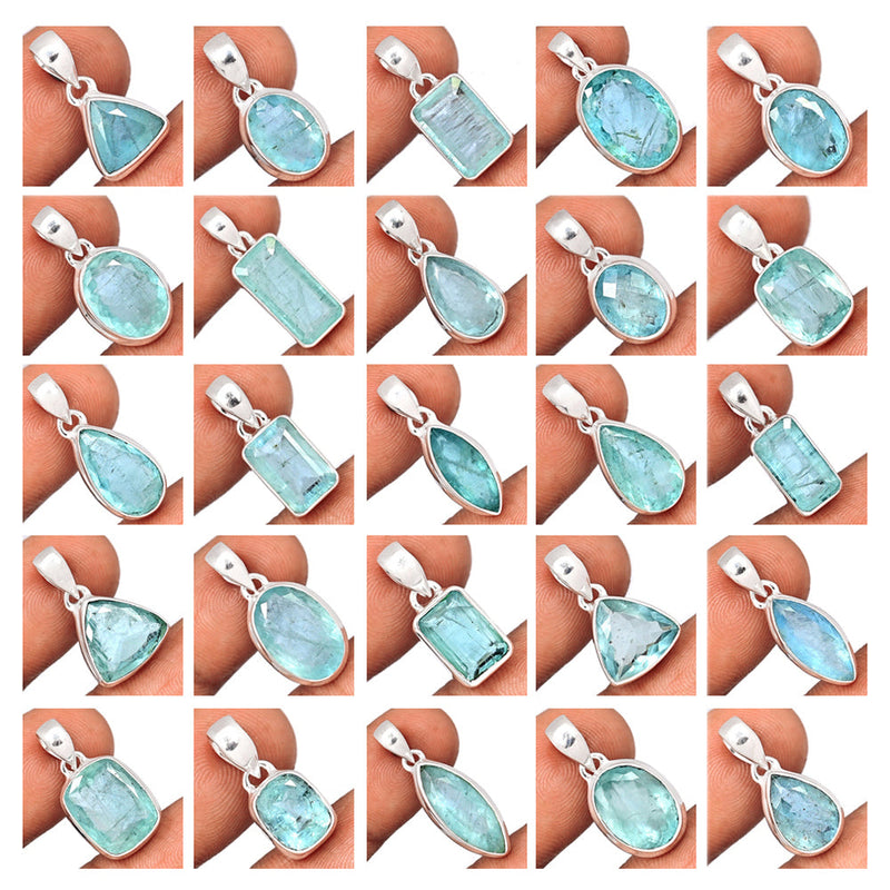 250 Grams Mix Lot - Aquamarine Faceted Pendants - GAQFP1
