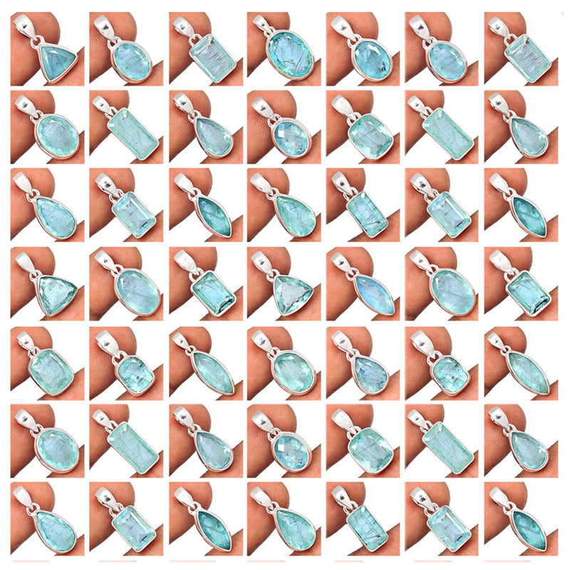 500 Grams Mix Lot - Aquamarine Faceted Pendants - GAQFP2