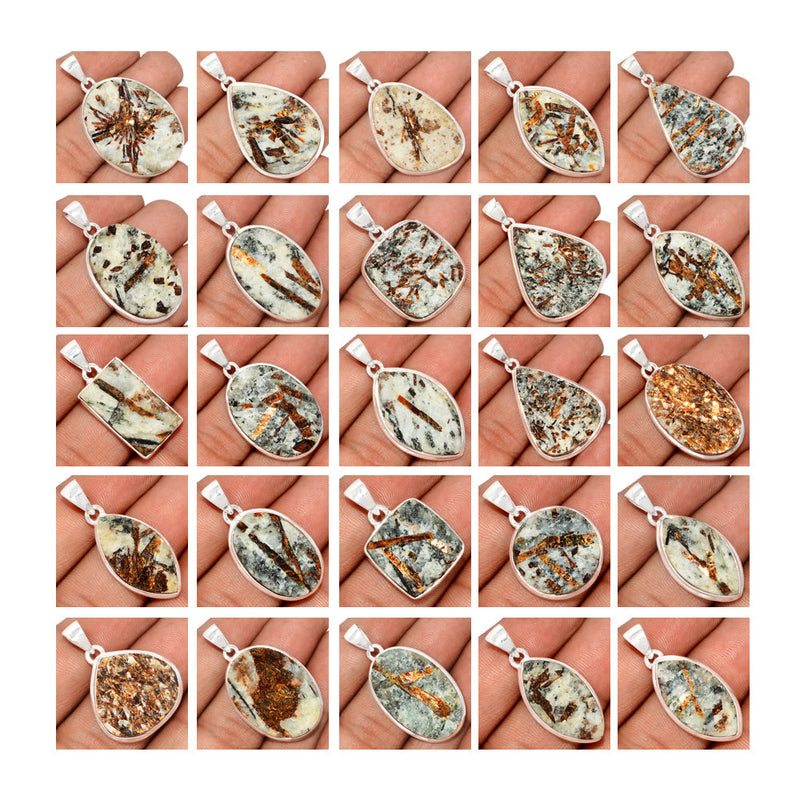250 Grams Mix Lot - Astrophyllite Pendants - GASTP1