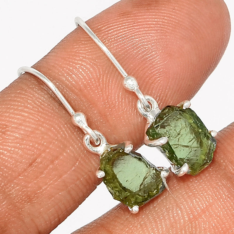 1.1" Claw - Green Apatite Rough Earrings - GATE59