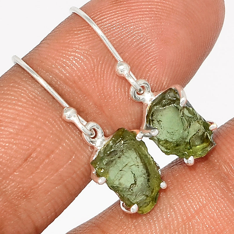 1.1" Claw - Green Apatite Rough Earrings - GATE61
