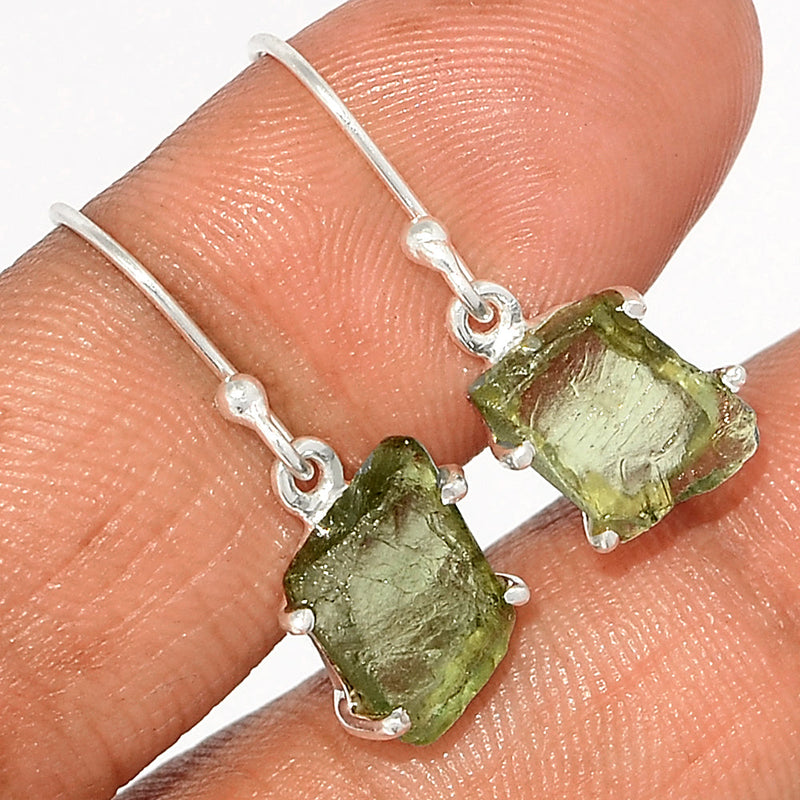 1.1" Claw - Green Apatite Rough Earrings - GATE63