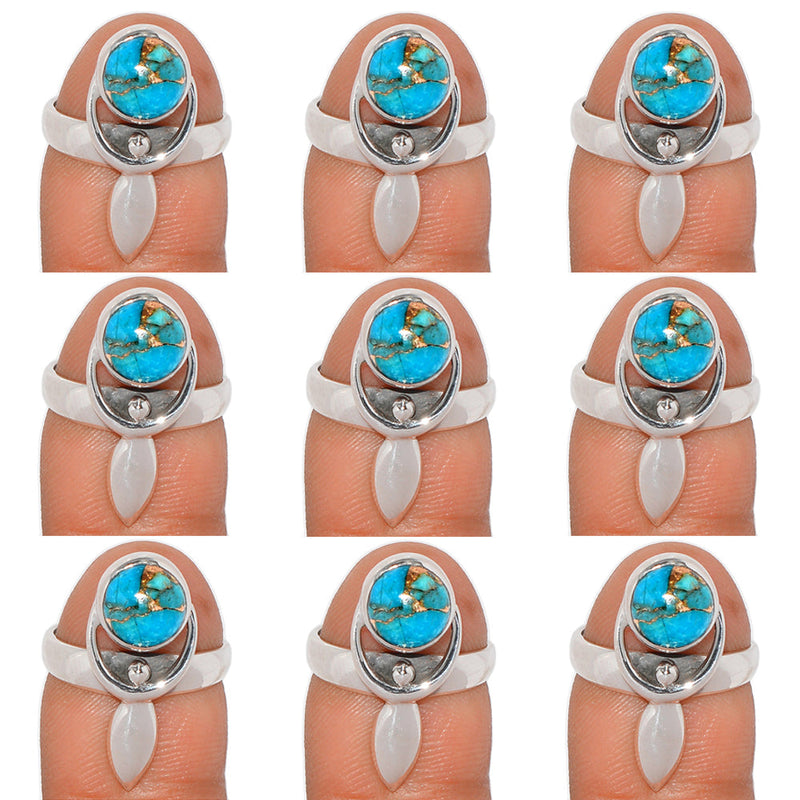 10 Pieces Mix Lot - Blue Copper Turquoise Ring - GBCTR1