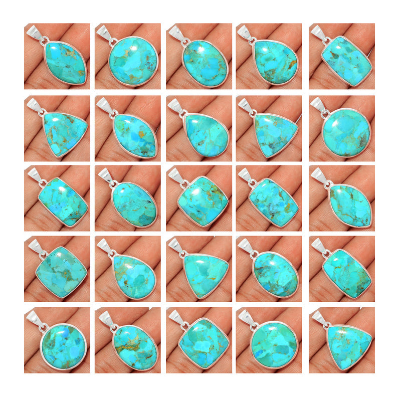 250 Grams Mix Lot - Blue Mohave Turquoise Pendants - GBMTP1