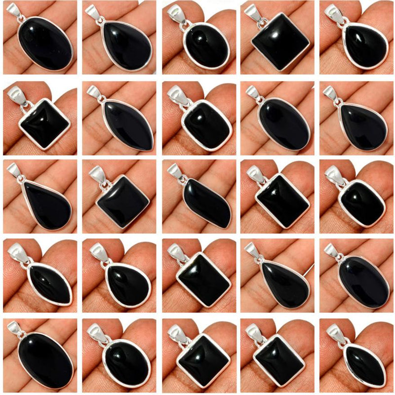 250 Grams Mix Lot - Black Onyx Pendants - GBOXP1
