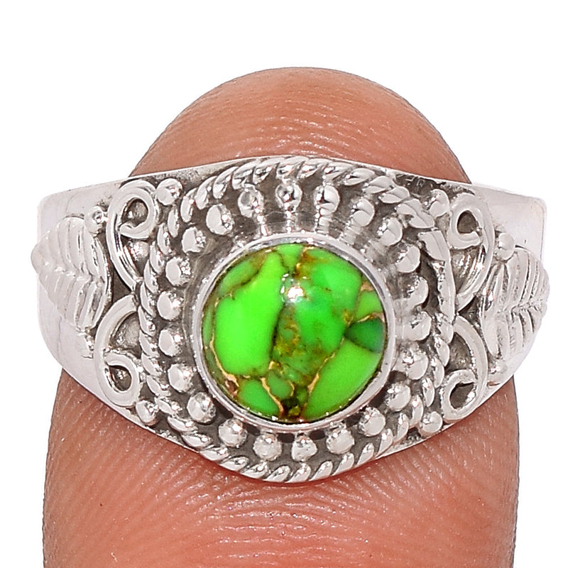 Fine Filigree - Green Copper Turquoise Ring - GCTR1143