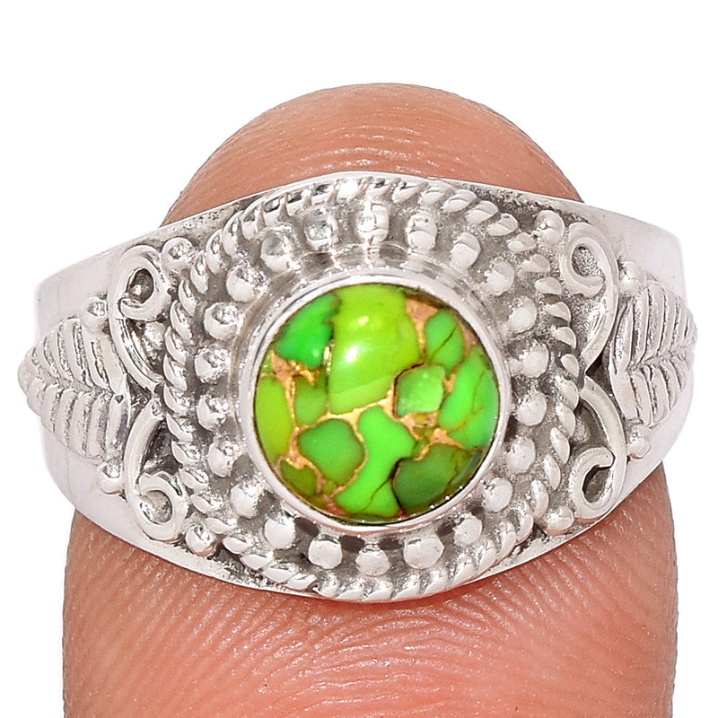 Fine Filigree - Green Copper Turquoise Ring - GCTR1147