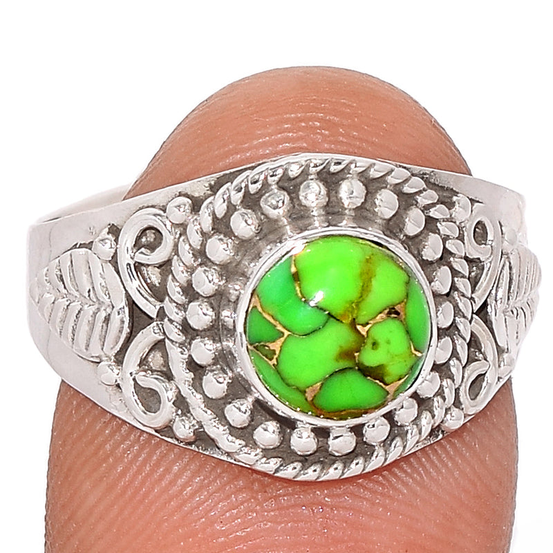 Fine Filigree - Green Copper Turquoise Ring - GCTR1152
