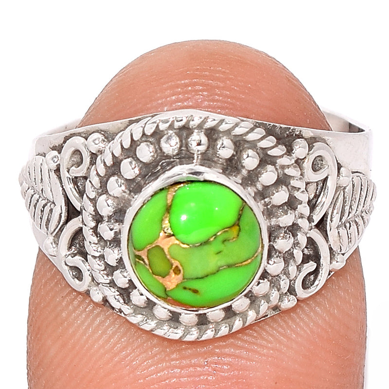 Fine Filigree - Green Copper Turquoise Ring - GCTR1156