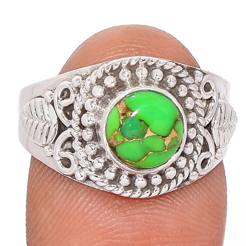 Fine Filigree - Green Copper Turquoise Ring - GCTR1159