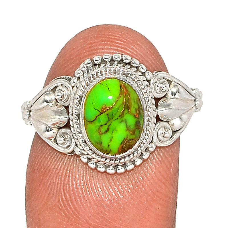 Small Filigree - Green Copper Turquoise Ring - GCTR1170