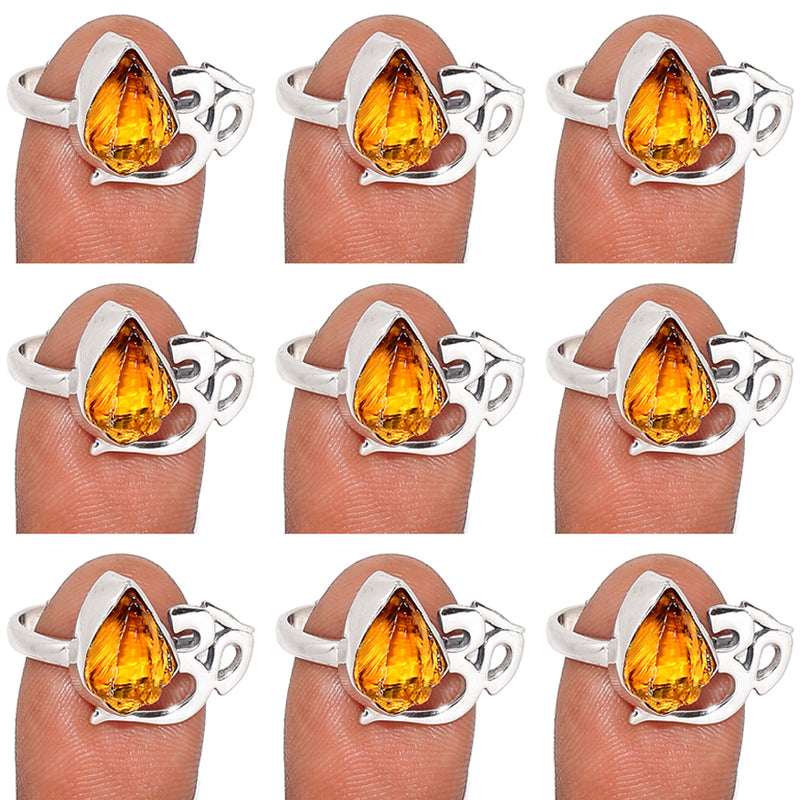 10 Pieces Mix Lot - Om Design - Citrine Rough Ring - GCTRR10