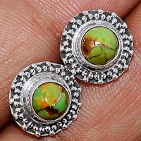 Copper Green Turquoise Studs - GCTS206