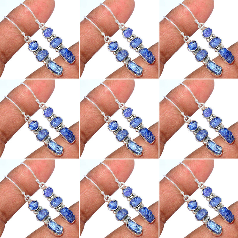 10 Pieces Mix Lot - Tanzanite Rough Earrings - GDSNE21