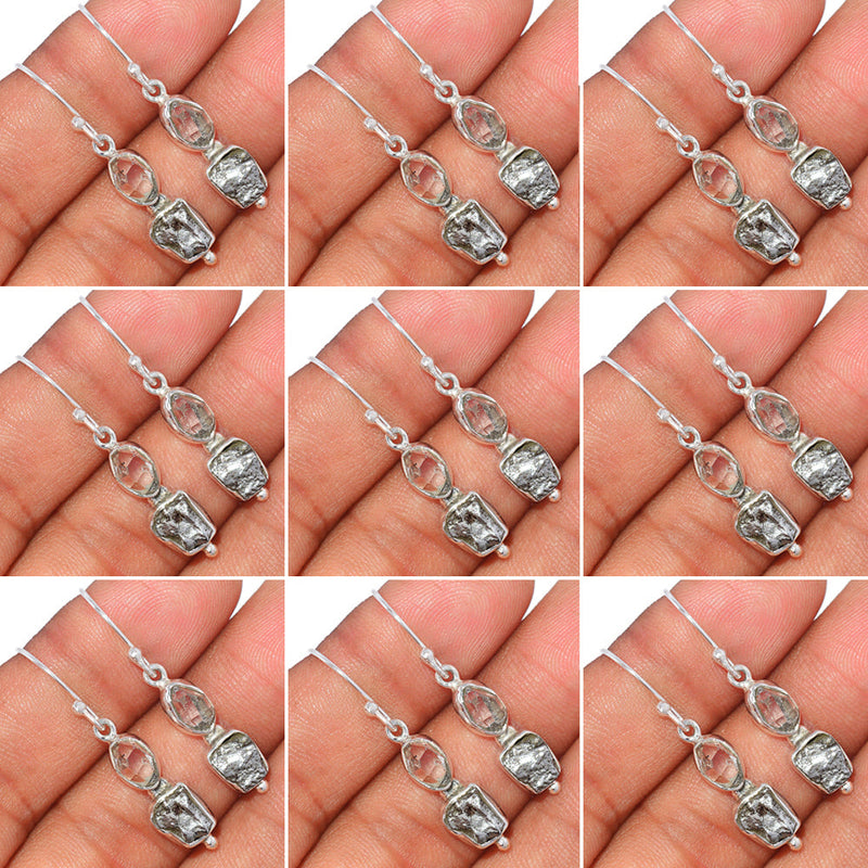 10 Pieces Mix Lot - Herkimer Diamond & Meteorite Campo Del Cielo Earrings - GDSNE27